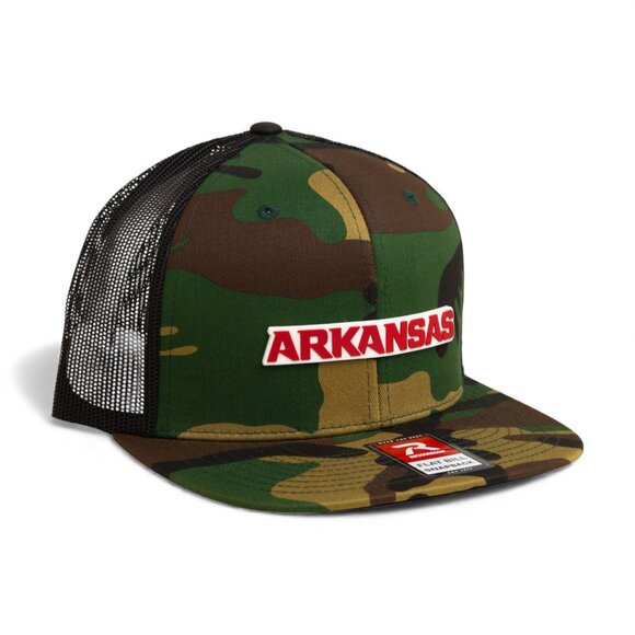 Arkansas Razorbacks ARKANSAS Red 3D Wool Blend Flat Bill Hat- Army Camo/ Black - Picture 1 of 3